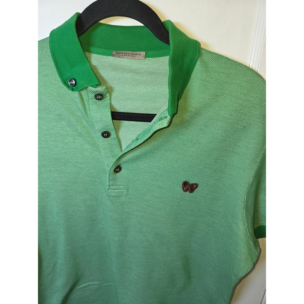Bottega Veneta Green Cotton Pique Butterfly Logo Polo Shirt Made in Italy Sz 48 - Picture 3 of 9